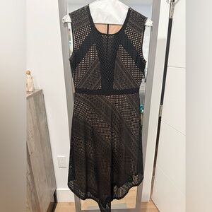BCBGMaxAzria Black Mesh Midi Dress